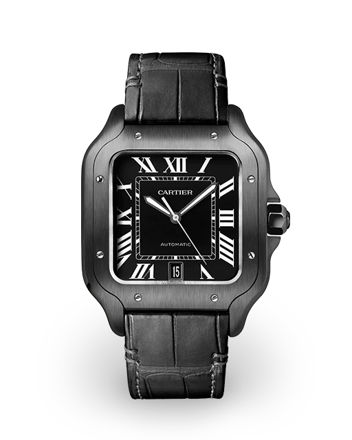 Cartier Santos de Cartier Large ADLC / Black / Roman / Strap WSSA0039  Model Image