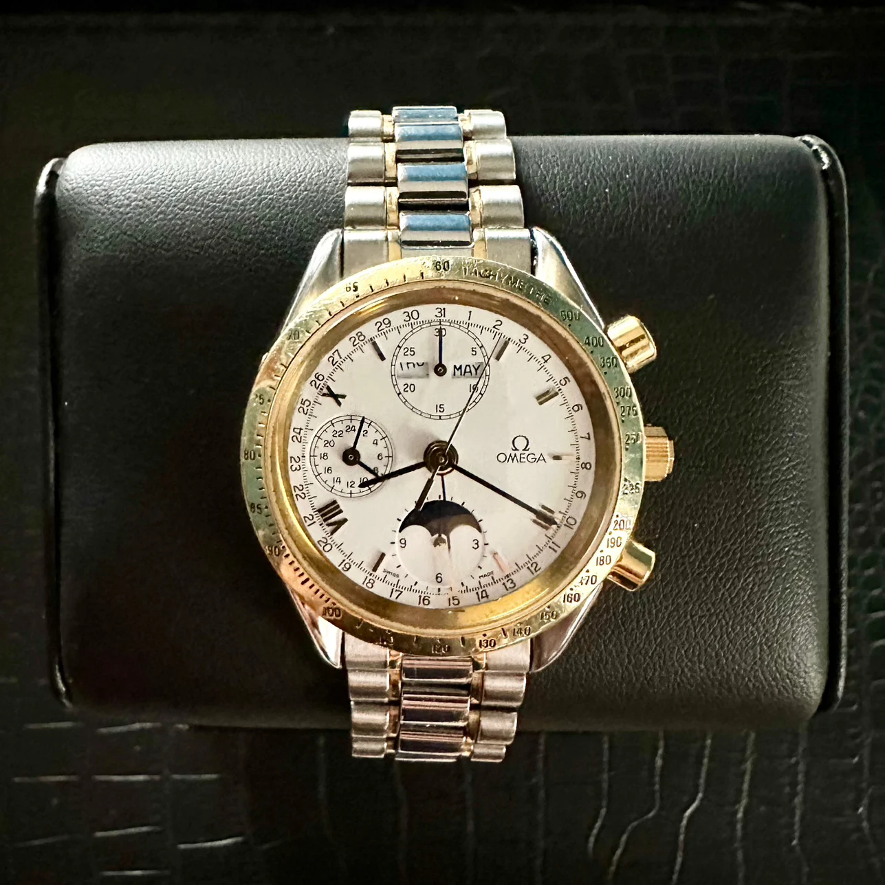 Omega Speedmaster Triple Calendar Moonphase 39 Two-Tone / White / Bracelet 3331.20