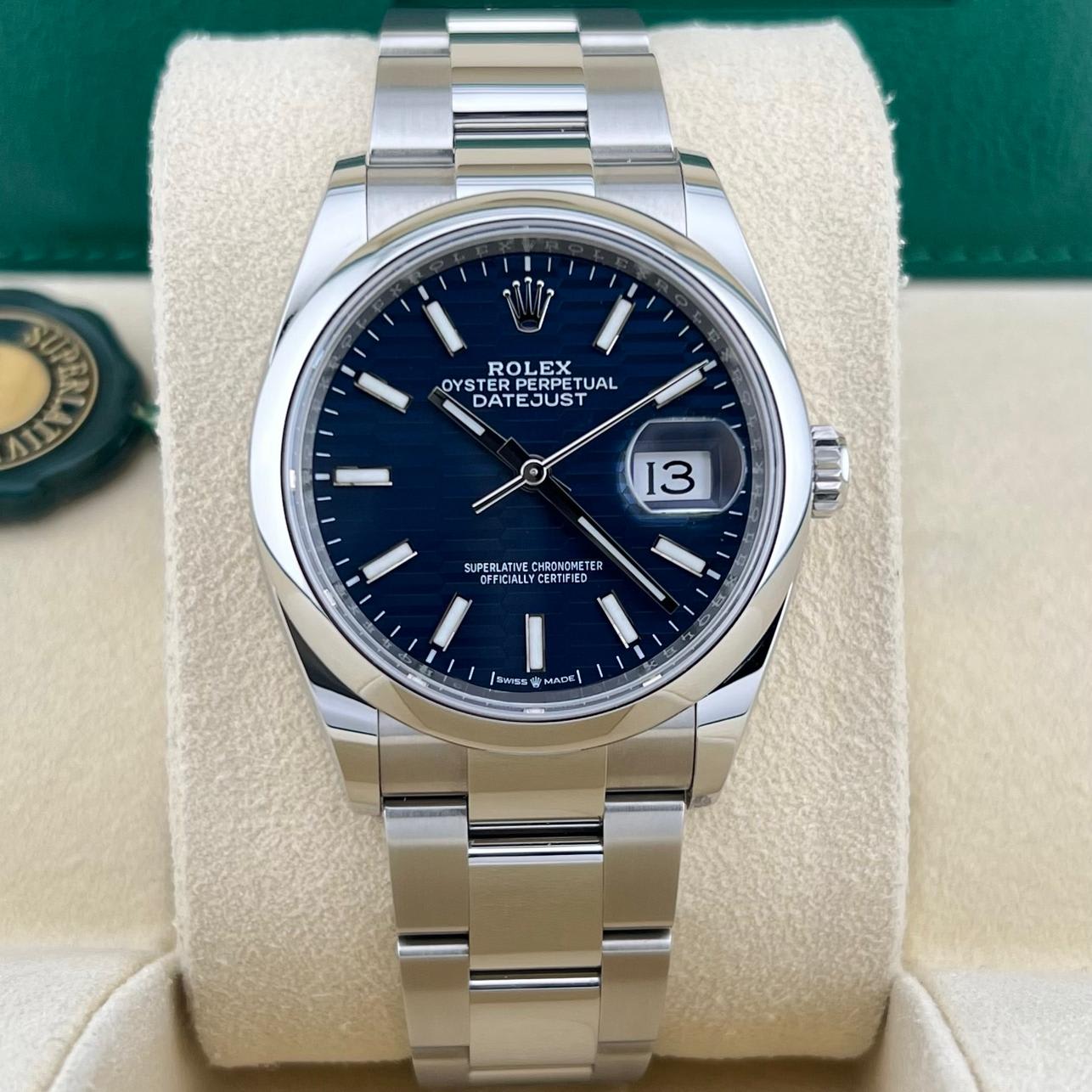 2023 Rolex Datejust 36 Steel / Smooth / Blue Fluted-Motif / Oyster ...