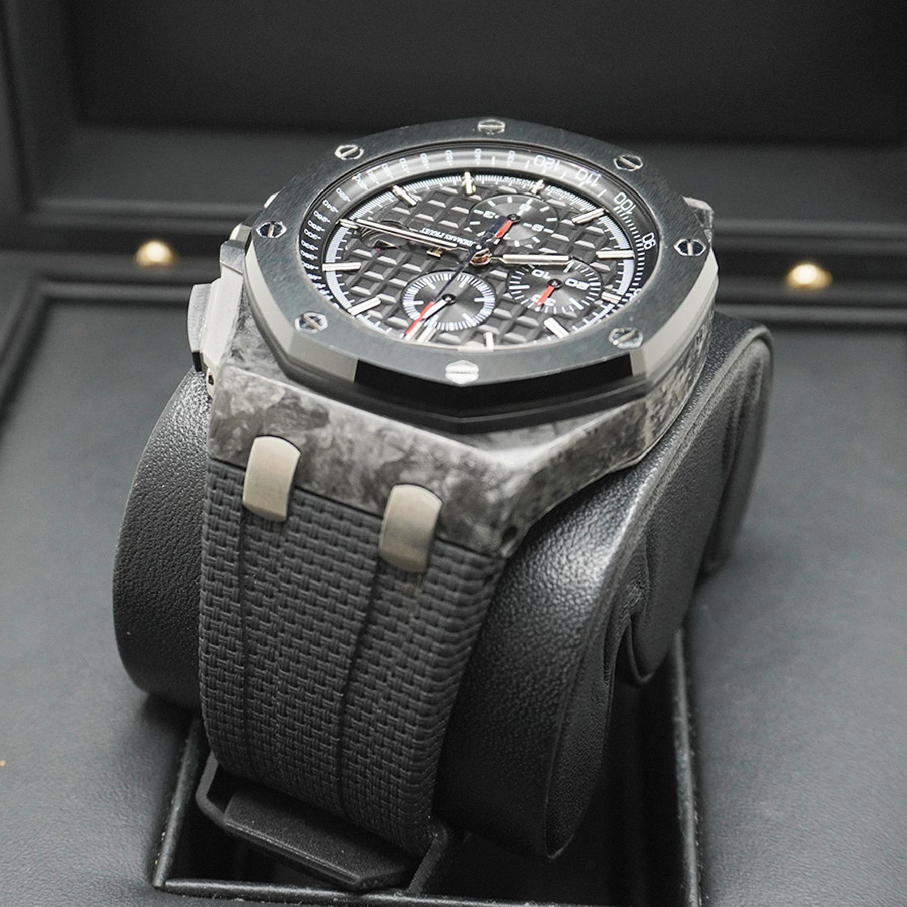 Audemars Piguet レザーベルト オフショア用　黒 クロコダイル AUDEMARS PIGUET - 本物 極上品 オーデマピゲ 純正品 ロイヤル