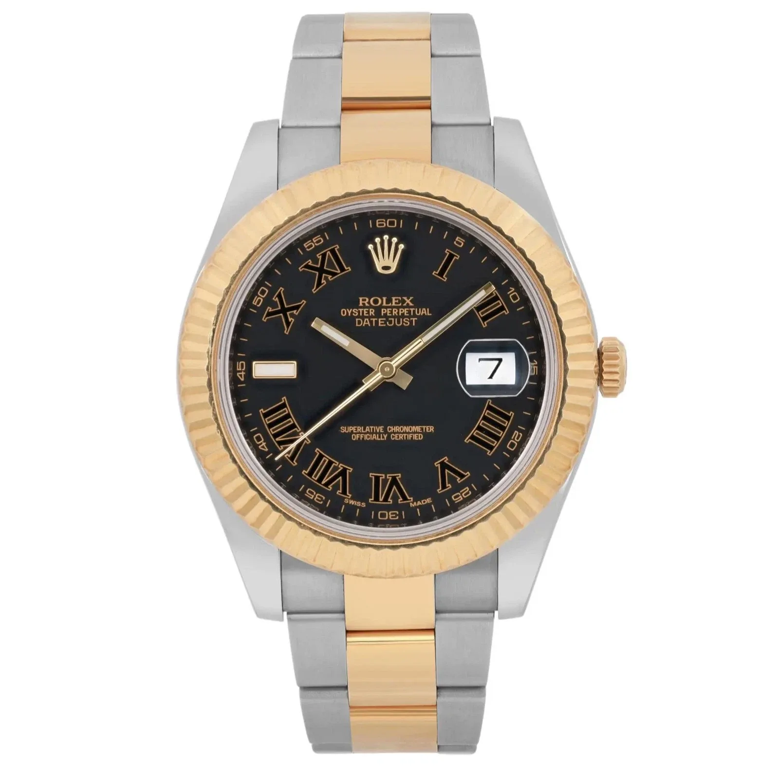 2012 Rolex Datejust II Two-Tone / Fluted / Black / Roman / Oyster 116333