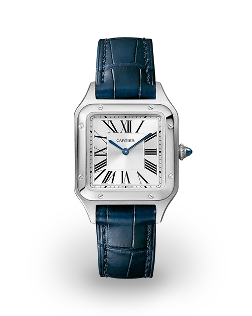 Cartier Santos-Dumont Small Steel / Silvered / Roman / Strap WSSA0023  Model Image
