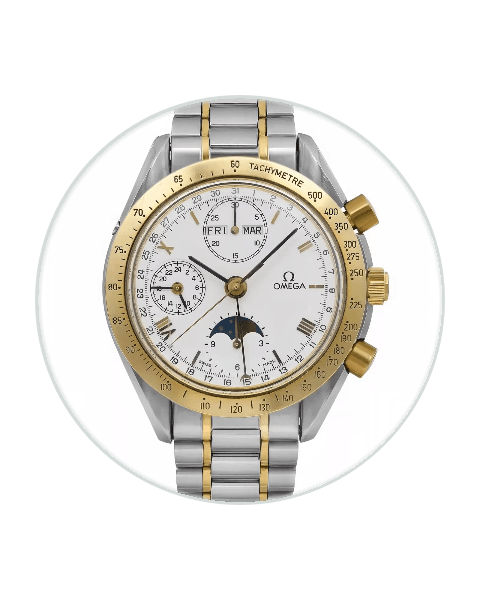 Omega Speedmaster Triple Date Moon Phase 39 Two-Tone White