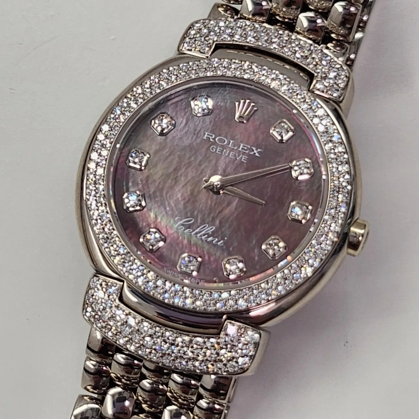 Rolex Cellini Cellissima 26 White Gold / Diamond-Set / Tahitian MOP / Diamond-Set / Bracelet 6673/9