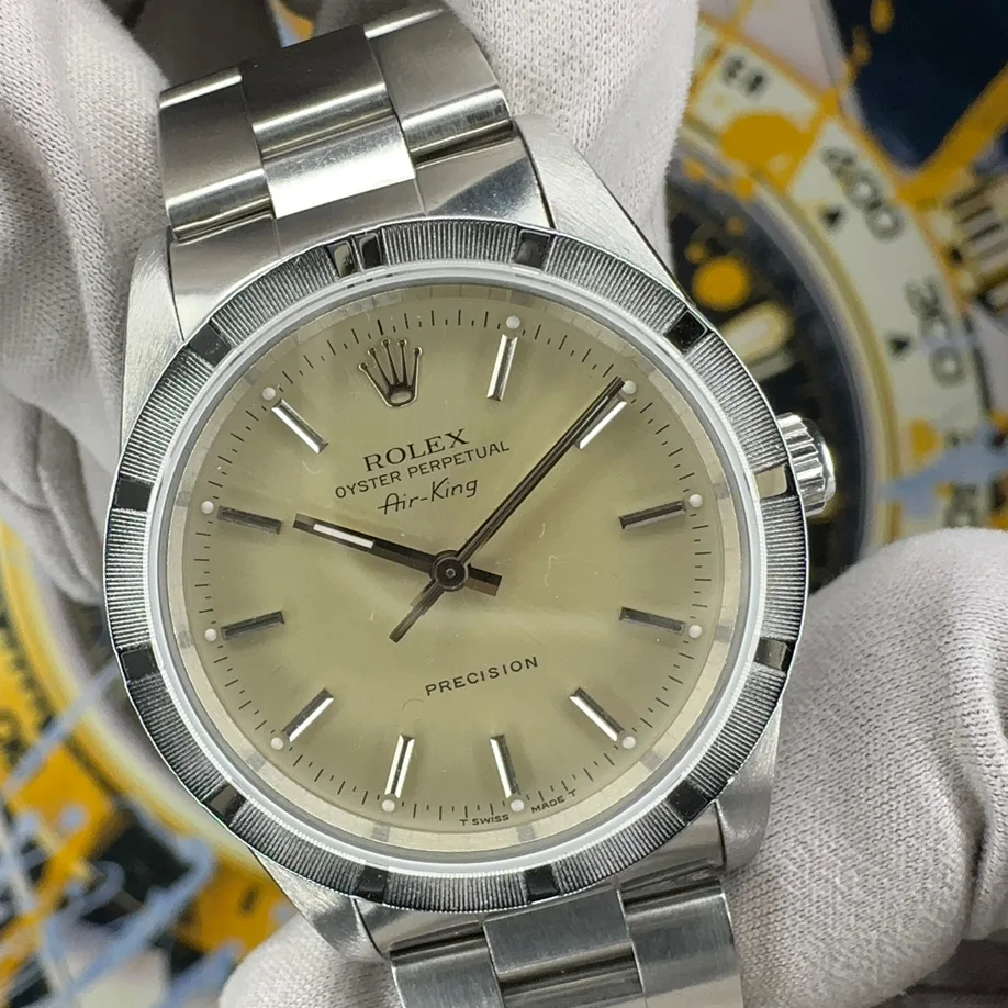 Rolex Air-King 34 Steel / Engine-Turned / Silvered / Oyster 14010