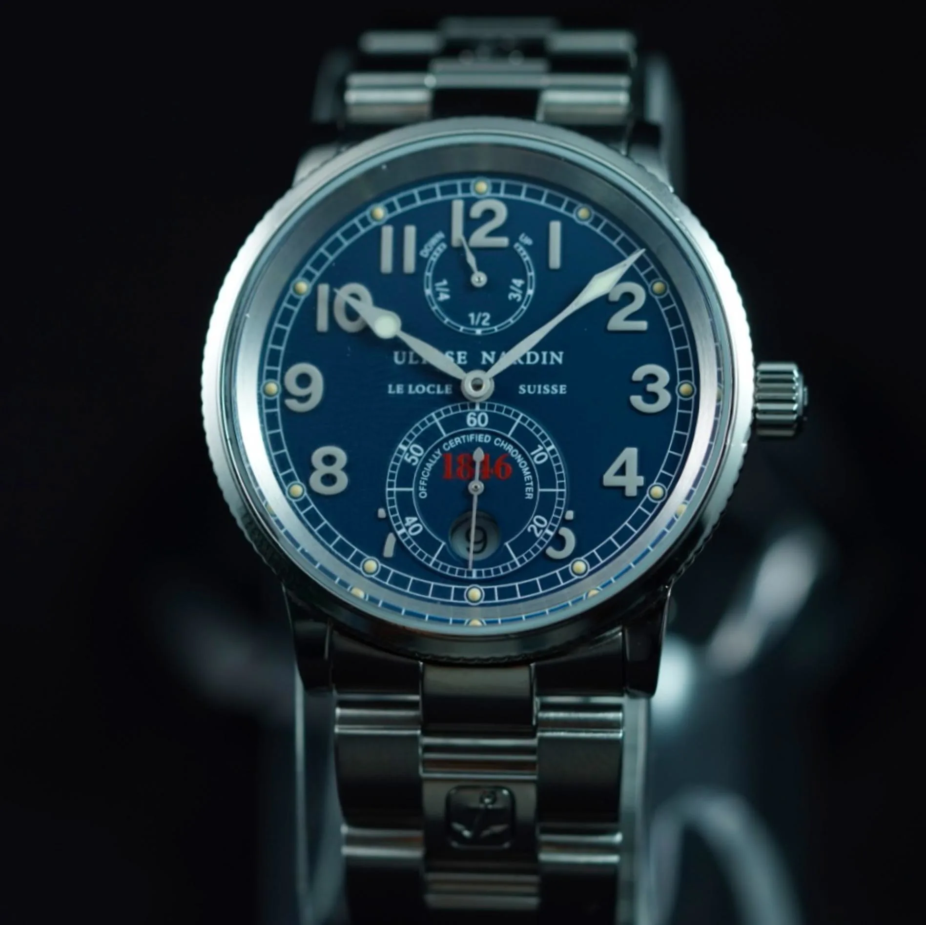 2003 Ulysse Nardin Marine Chronometer 1846 38 Steel / Blue / Arabic / Bracelet 263-22
