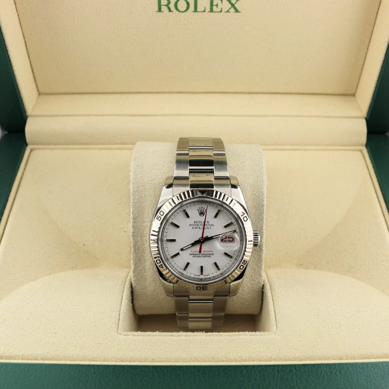 Rolex Datejust Turn-O-Graph Steel / Fluted / White / Oyster 116264