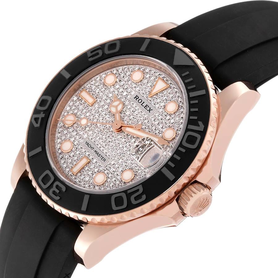 パールバック Rolex Yacht-Master 37 Rose Gold / Diamond-Paved / Oysterflex