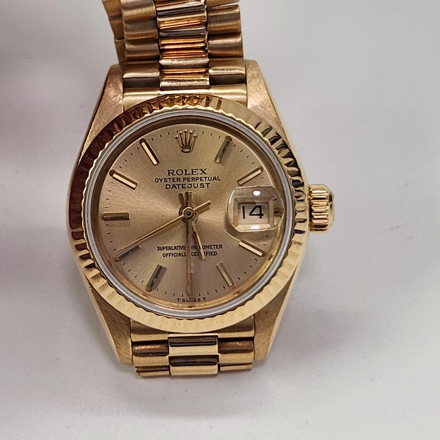 1985 Rolex Lady-Datejust 26 Yellow Gold / Champagne / President 69178