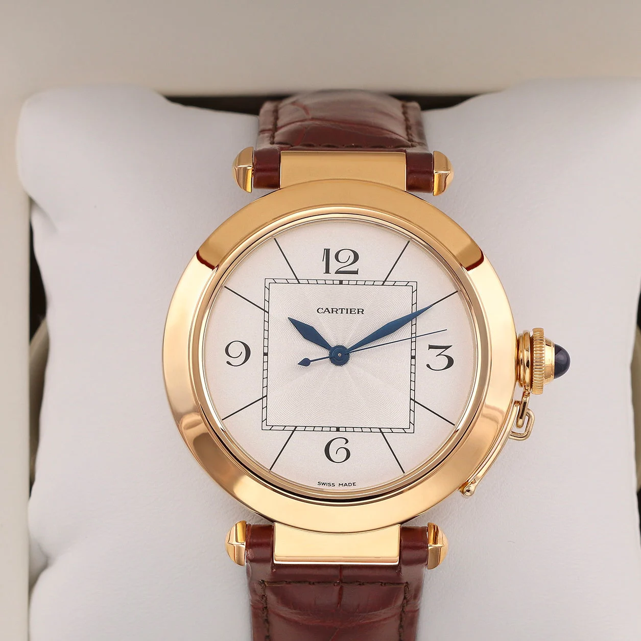 2005 Cartier Pasha de Cartier 42 Yellow Gold / Silvered / Arabic / Strap W3018651