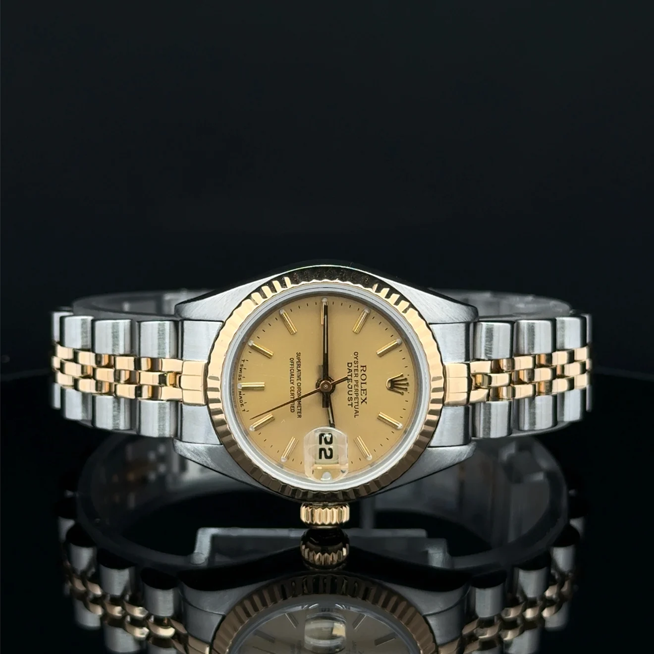 1985 Rolex Lady-Datejust 26 Two-Tone / Fluted / Champagne / Jubilee  69173