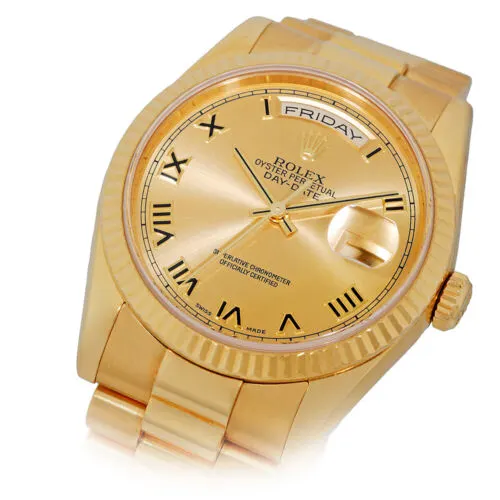 Rolex Day-Date 36 Yellow Gold / Fluted / Champagne / Roman / President 118238-0108 Listing Image 2
