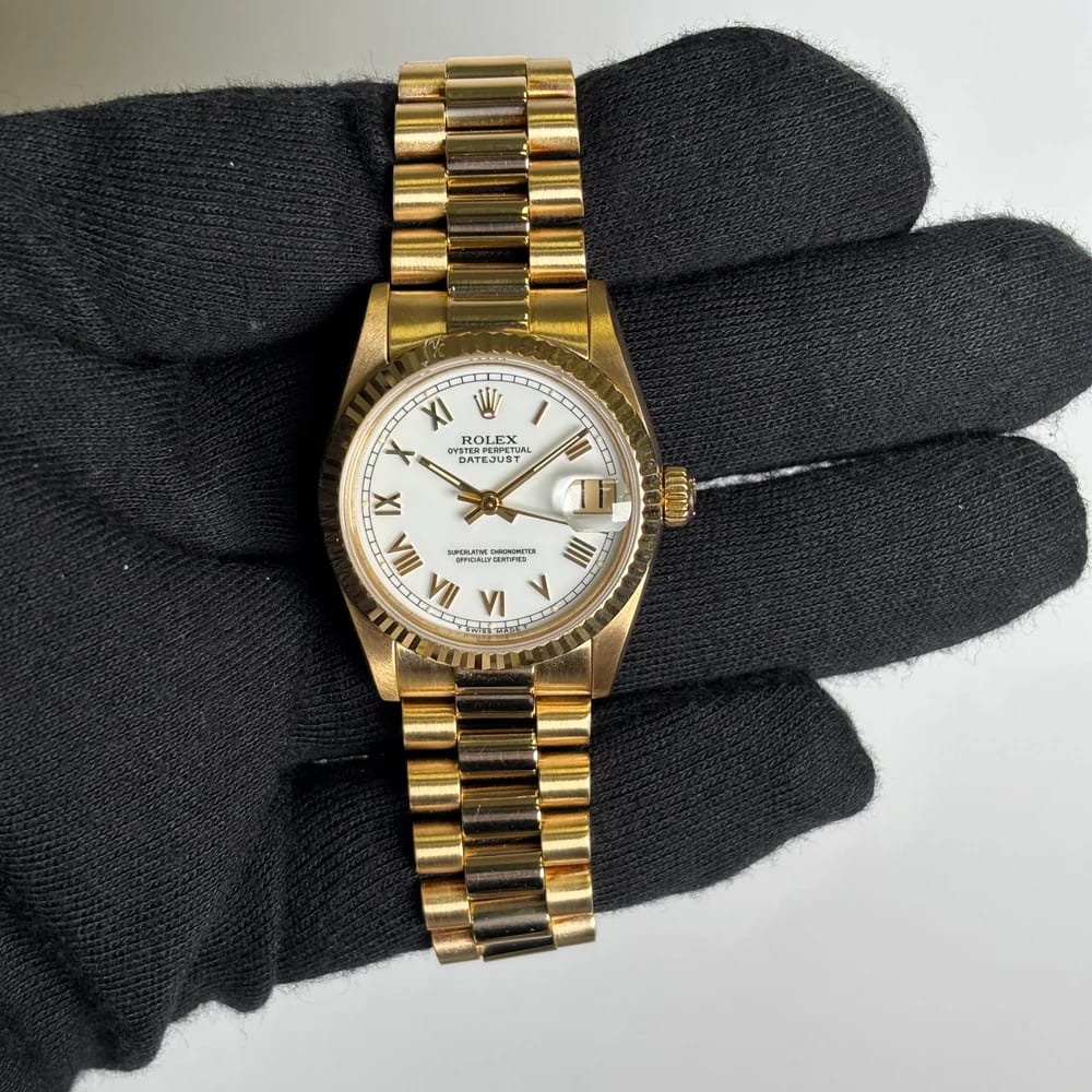 Rolex Datejust 31 Yellow Gold / Fluted / White / Roman