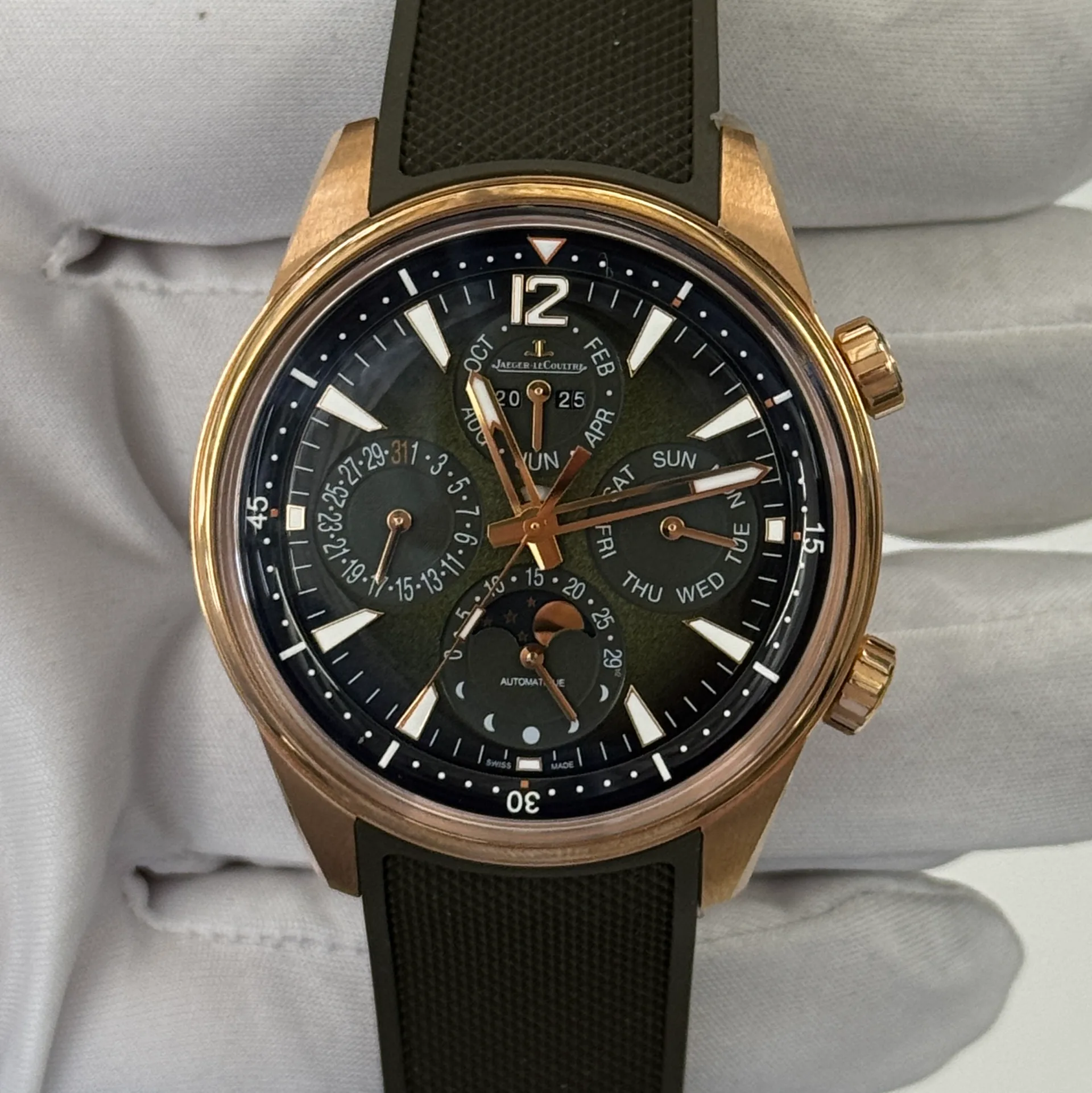 2025 Jaeger-LeCoultre Polaris Perpetual Calendar 42 Rose Gold / Green / Arabic / Strap Q908263J