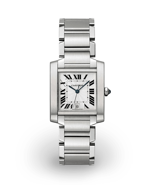 Cartier Tank Fran aise Steel Silvered Roman Bracelet