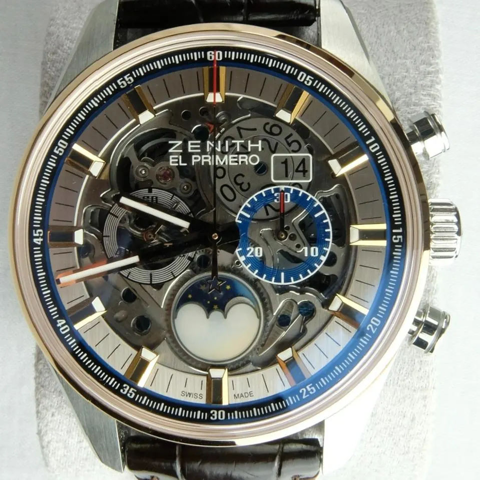 2018 Zenith El Primero Chronomaster Grande Date Full Open Stainless Steel / Rose gold / Alligator 51.2530.4047/78.C810