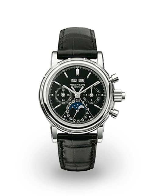 Patek Philippe Perpetual Calendar Split Seconds Chronograph White Gold Black 5004G 015 Watches Bezel