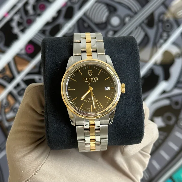 2013 Tudor Glamour Date 36 Two-Tone / Smooth / Black / Bracelet M55003-0007