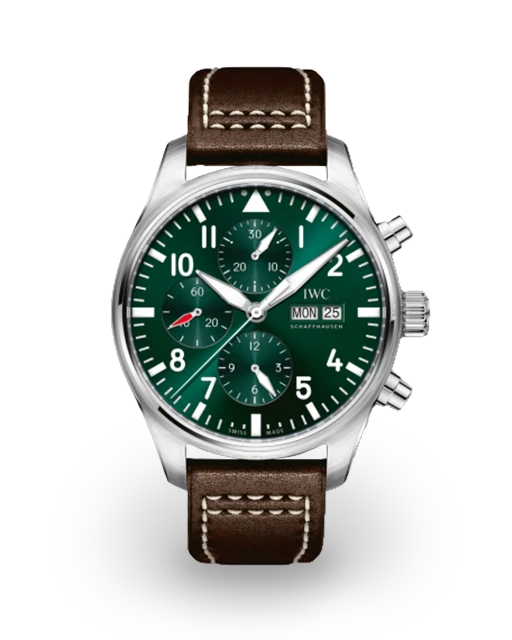 IWC Pilot's Watch Chronograph Steel / Racing Green / Calf IW3777-26  Model Image