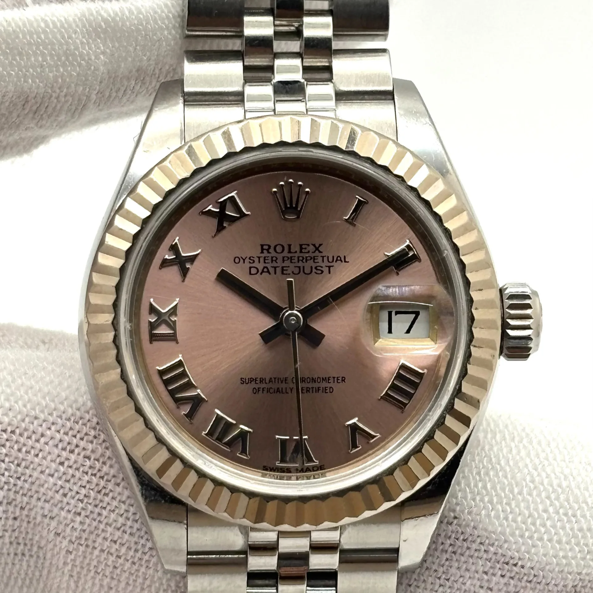 Rolex Lady-Datejust 28 Fluted / Pink / Roman / Jubilee 279174-0017