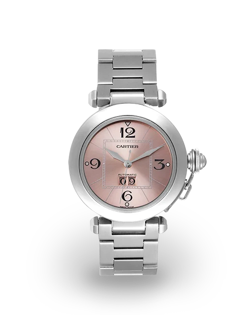 Cartier Pasha de Cartier 35 Steel / Pink / Arabic / Bracelet W31058M7  Model Image