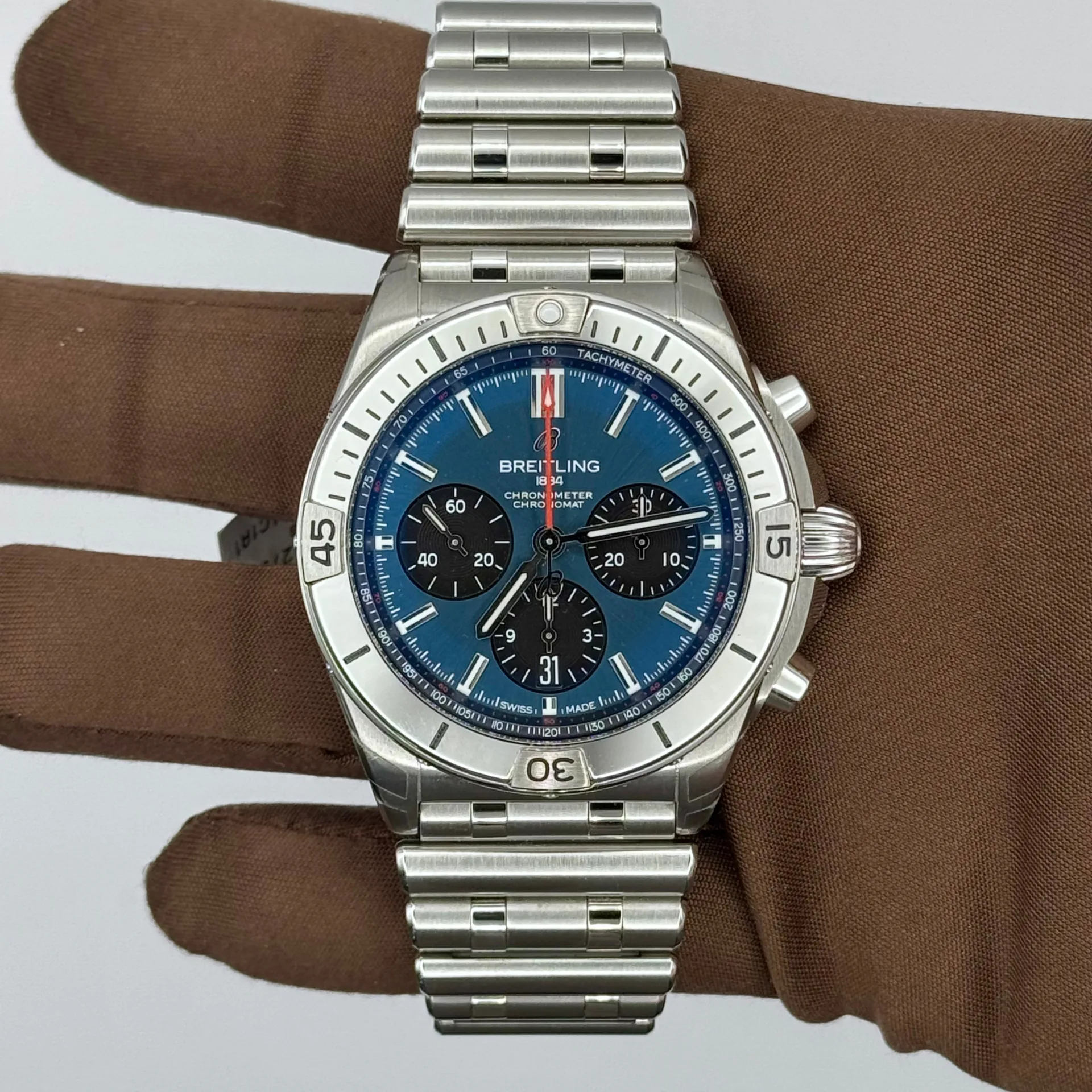 2024 Breitling Chronomat B01 42 Steel / Blue / Rouleaux AB0134101C1A1