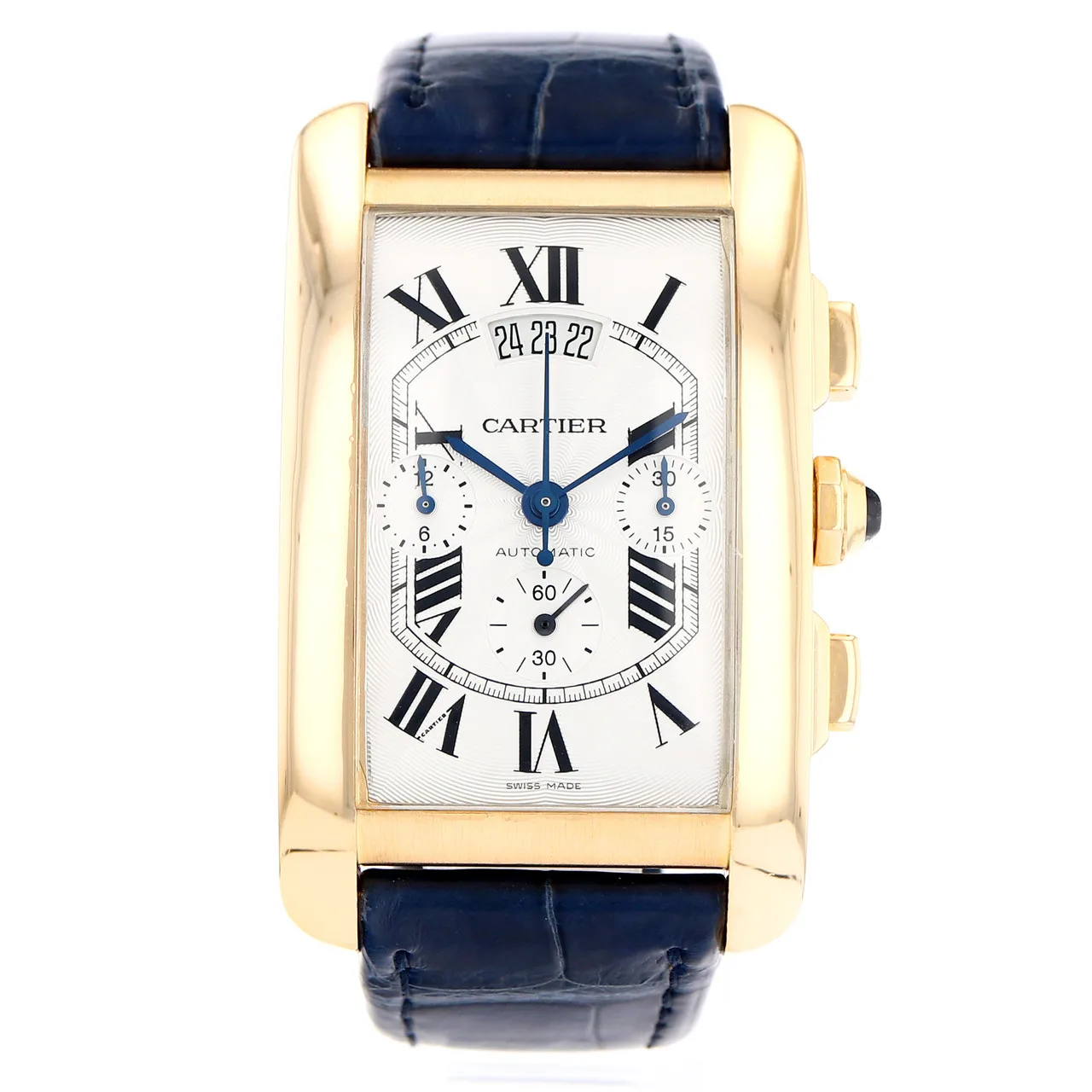 Cartier Tank Américaine XL Yellow Gold / Silvered / Roman / Strap W2609256  Listing Image 1