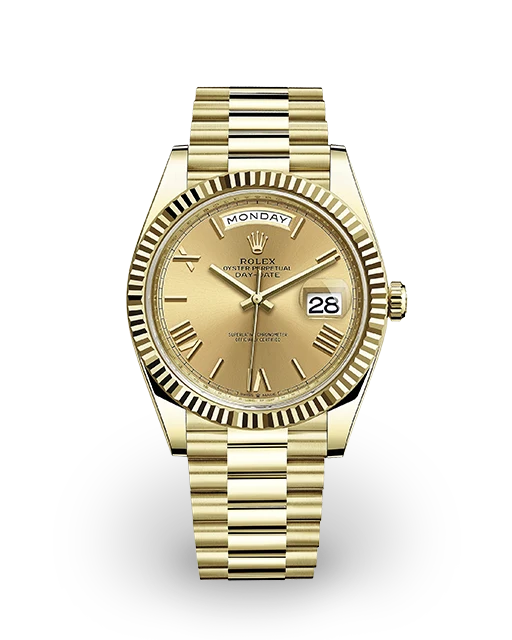 Rolex Day-Date 40 Yellow Gold / Fluted / Champagne / Roman 228238-0006  Model Image