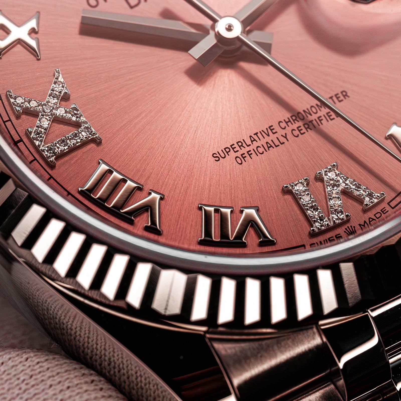 Rolex Datejust 36 Fluted / Pink / Diamond-Set Roman