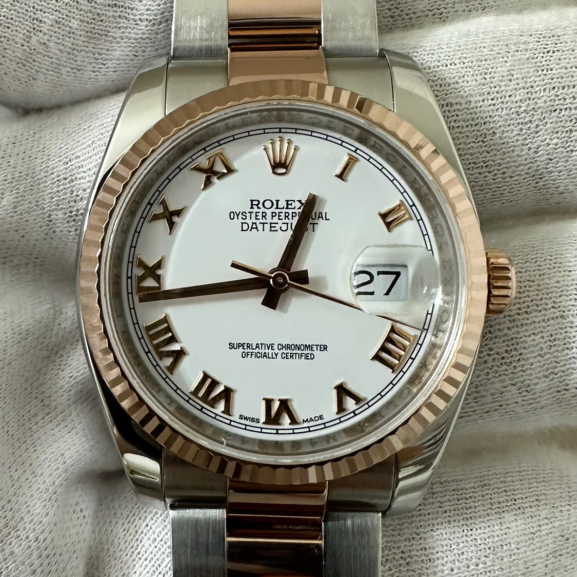 2008 Rolex Datejust 36 Two-Tone / Fluted / White / Roman / Oyster 116231-0092