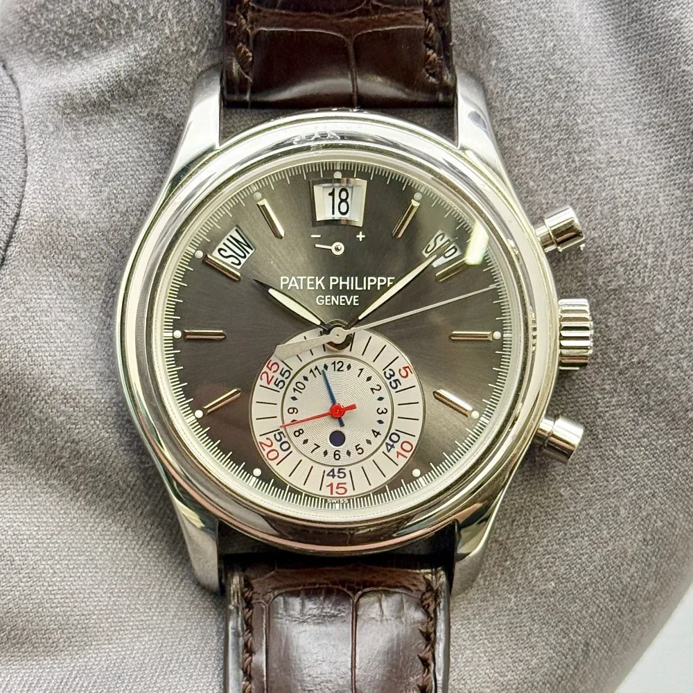 2006 Patek Philippe Annual Calendar Flyback Chronograph Platinum / Gray 5960P-001