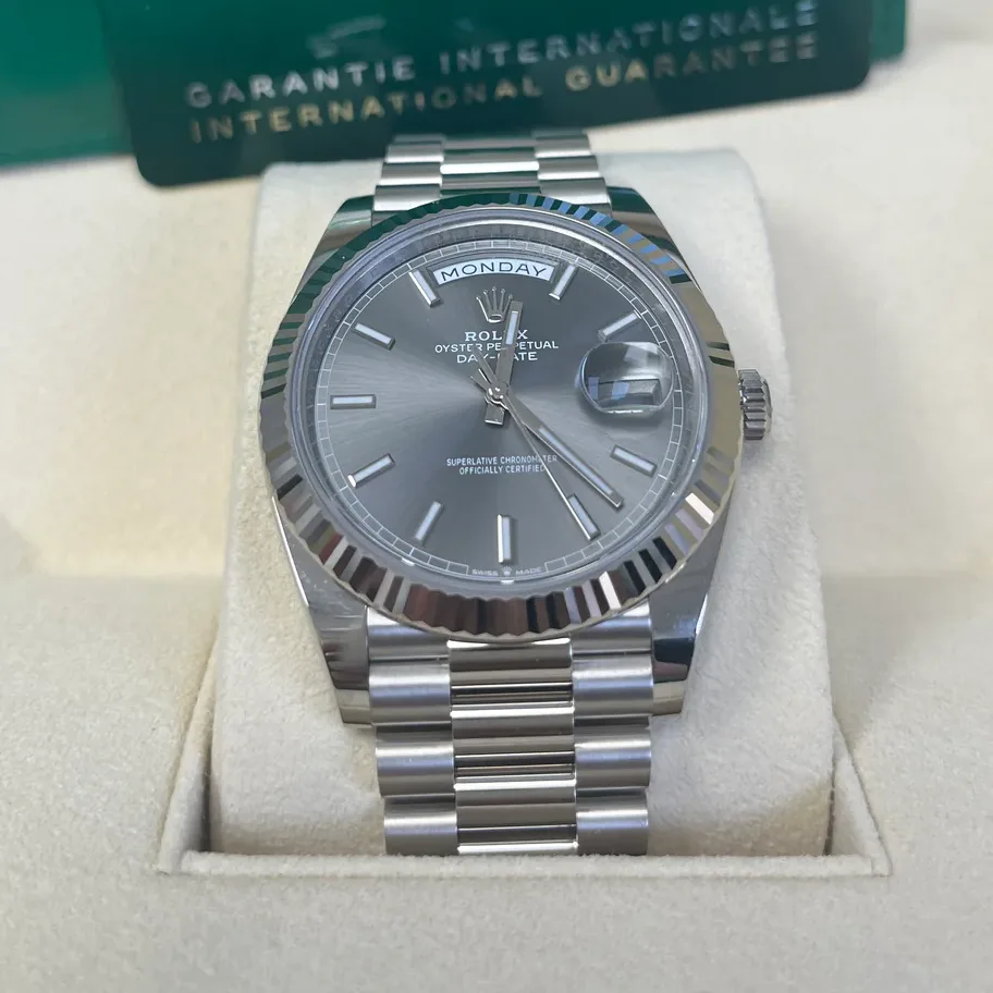 Rolex Day-Date 40 White Gold / Fluted / Slate 228239-0060 Listing Image 1