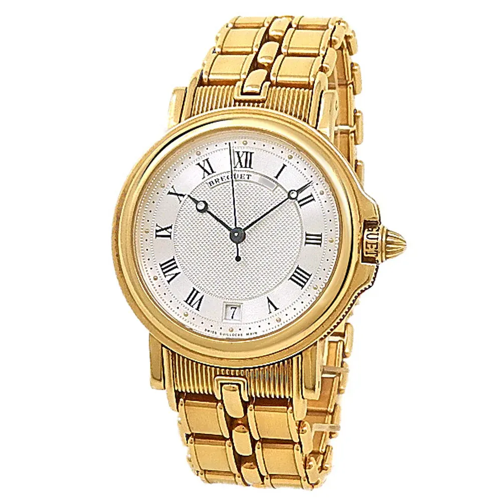 Breguet Horloger De La Marine 35.5 Yellow Gold / Silvered / Roman / Bracelet 5800BA/12/A90