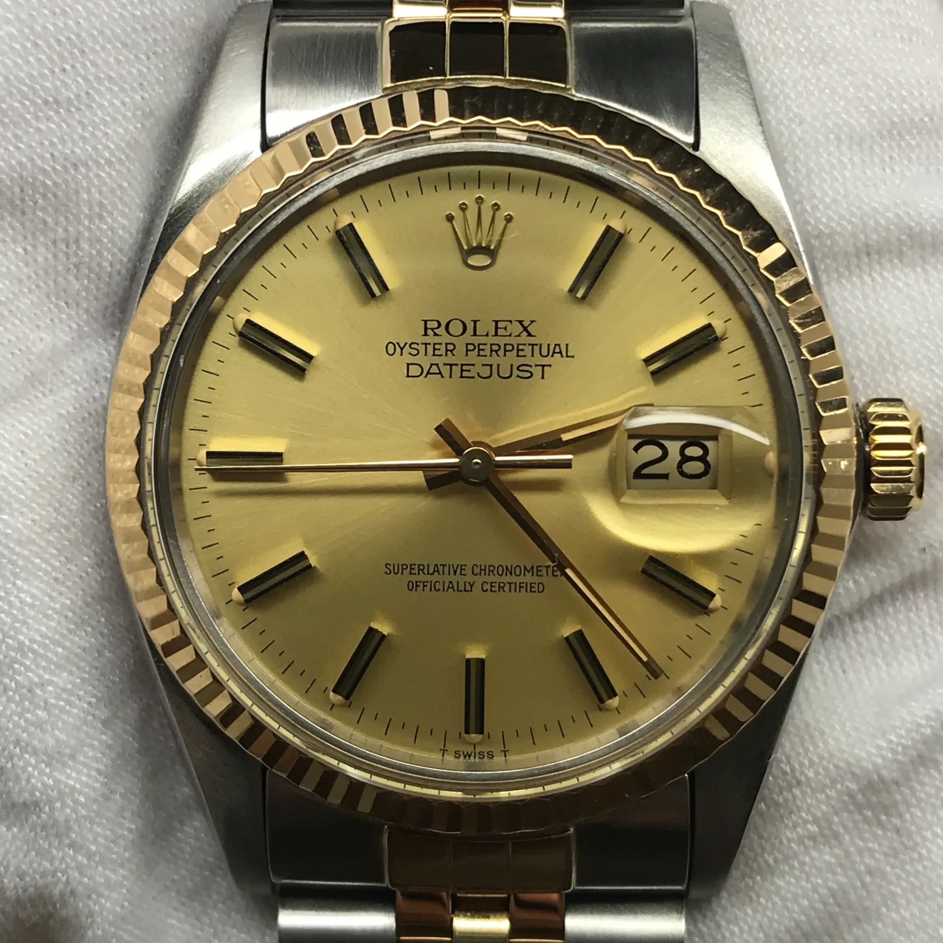 Rolex Datejust Two-Tone / Fluted / Champagne / Jubilee 16013 Listing Image 1
