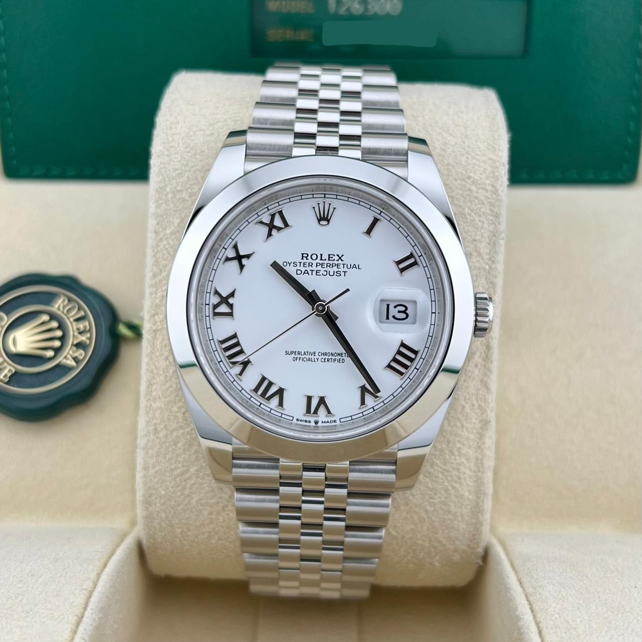 2023 Rolex Datejust 41 Smooth / White / Roman / Jubilee 126300-0016 ...