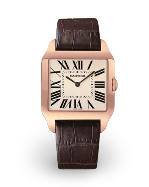 Cartier Santos-Dumont Large Rose Gold / Gray / Roman / Strap W2006951  Model Image