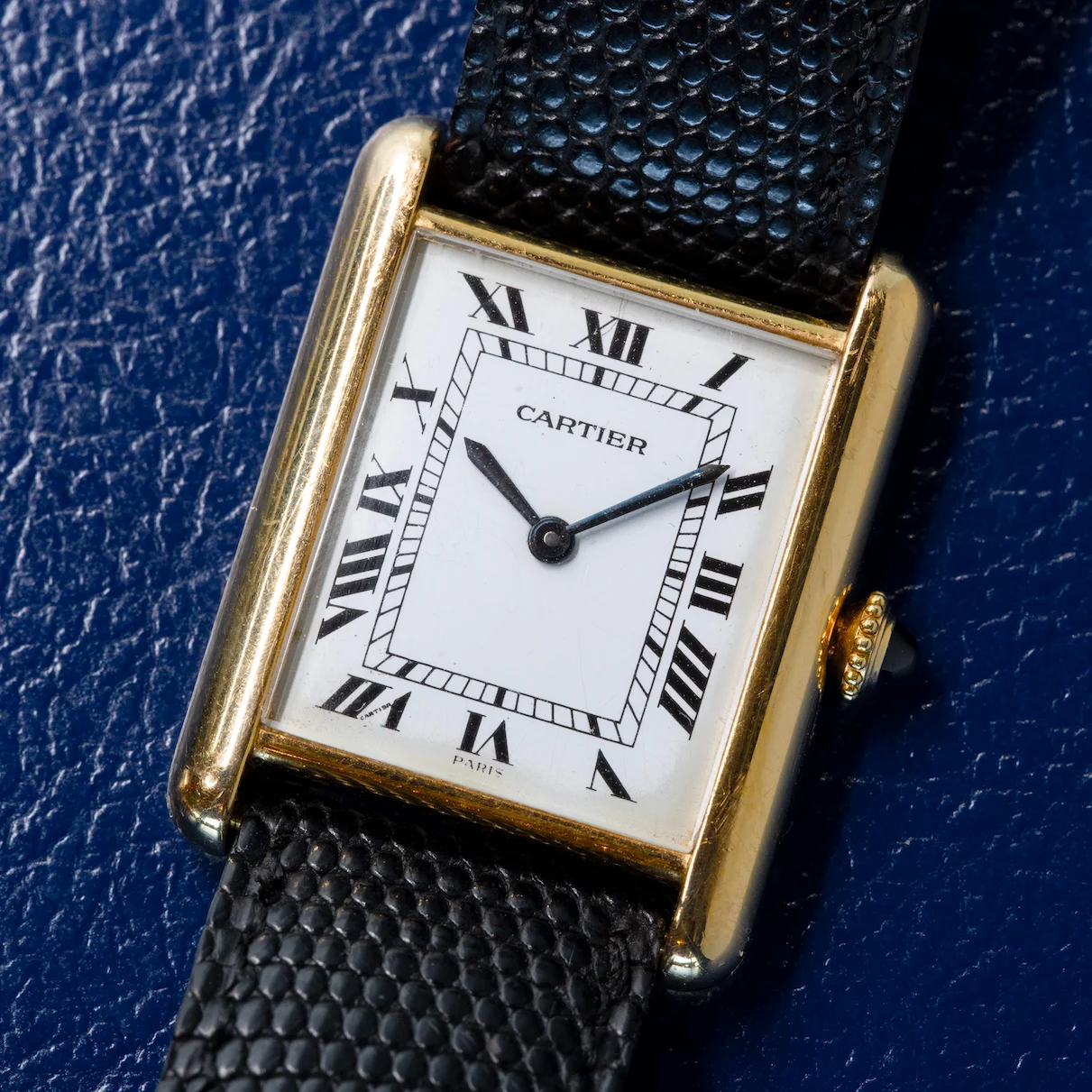 Cartier Tank Louis Yellow Gold / White "Paris" / Roman / Strap 78086