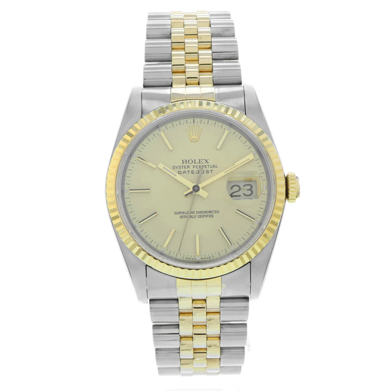 1990 Rolex Datejust 36 Two-Tone / Fluted / Champagne / Jubilee 16233 Listing Image 1