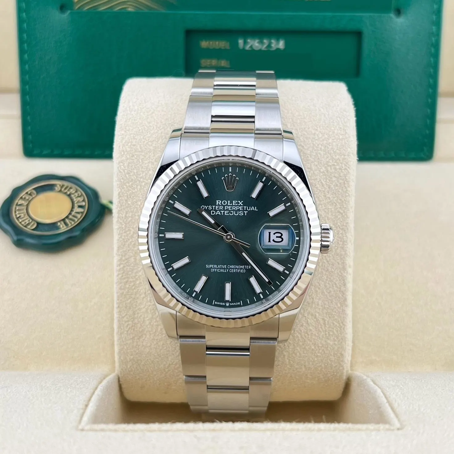 2024 Rolex Datejust 36 Fluted / Mint Green / Oyster  126234-0052 Listing Image 2