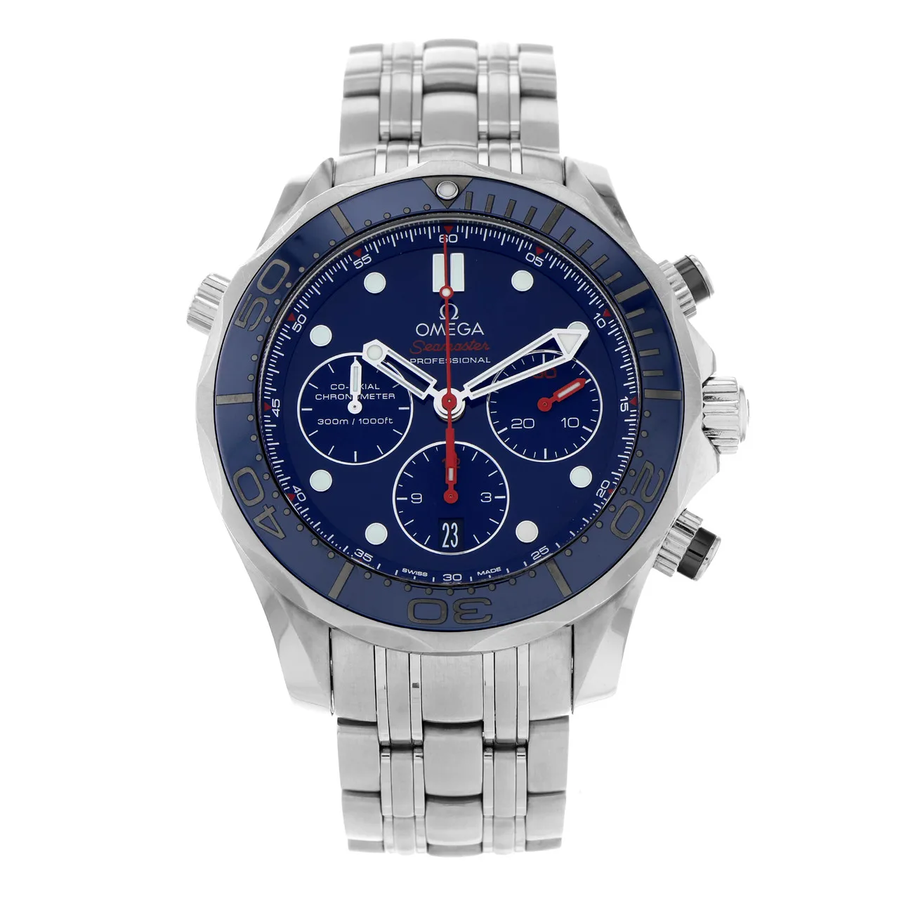 2017 Omega Seamaster Diver 300M Co-Axial 44 Chronograph Stainless Steel / Blue / Bracelet 212.30.44.50.03.001 Listing Image 1