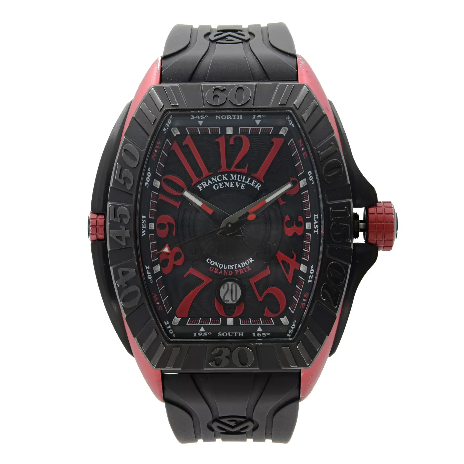 Franck Muller Conquistador Grand Prix Titanium / Black / Red Arabic / Strap 8900 SC DT GPG