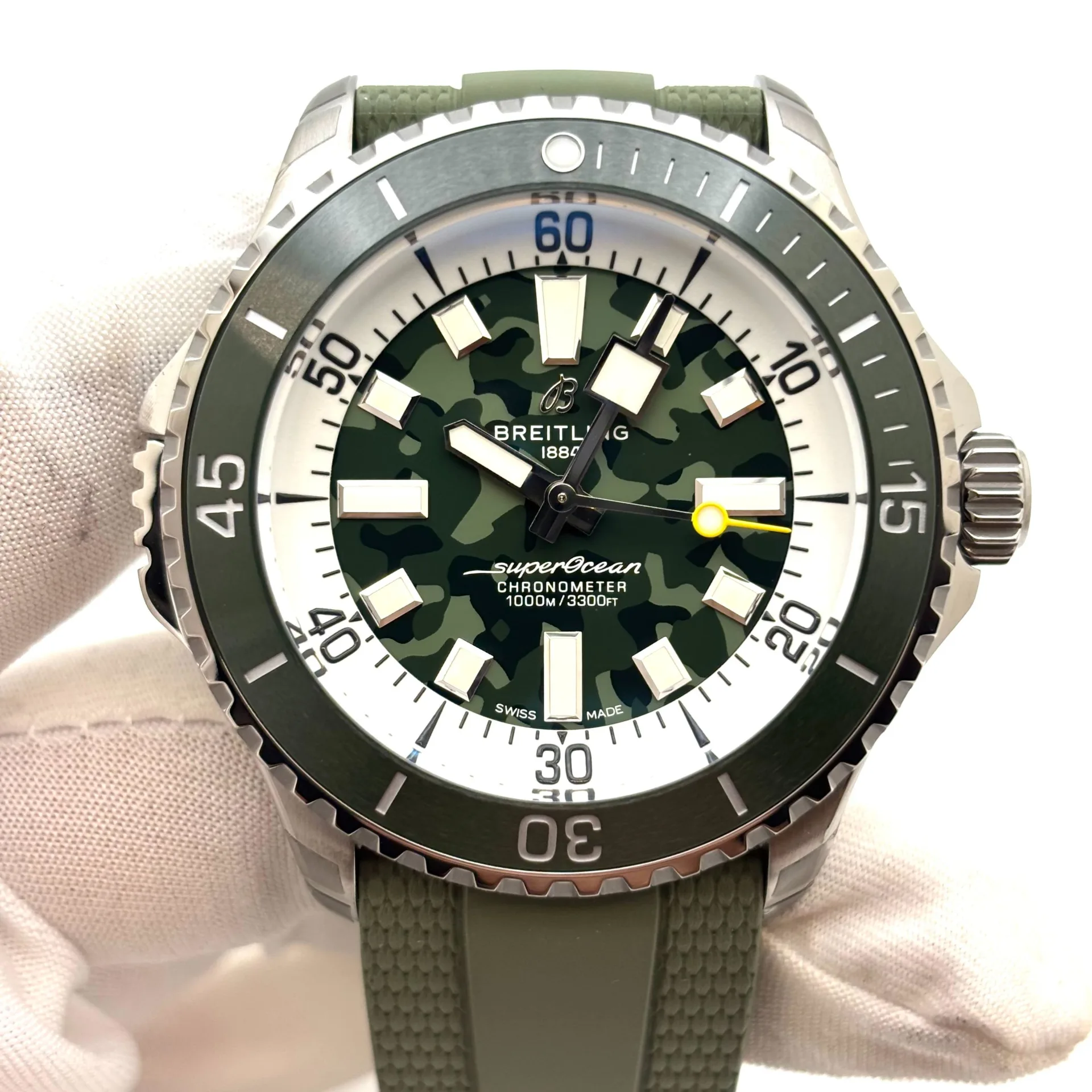 2025 Breitling SuperOcean Automatic Super Diver 46 Titanium / Green Camouflage / Strap E10379D31L1S1