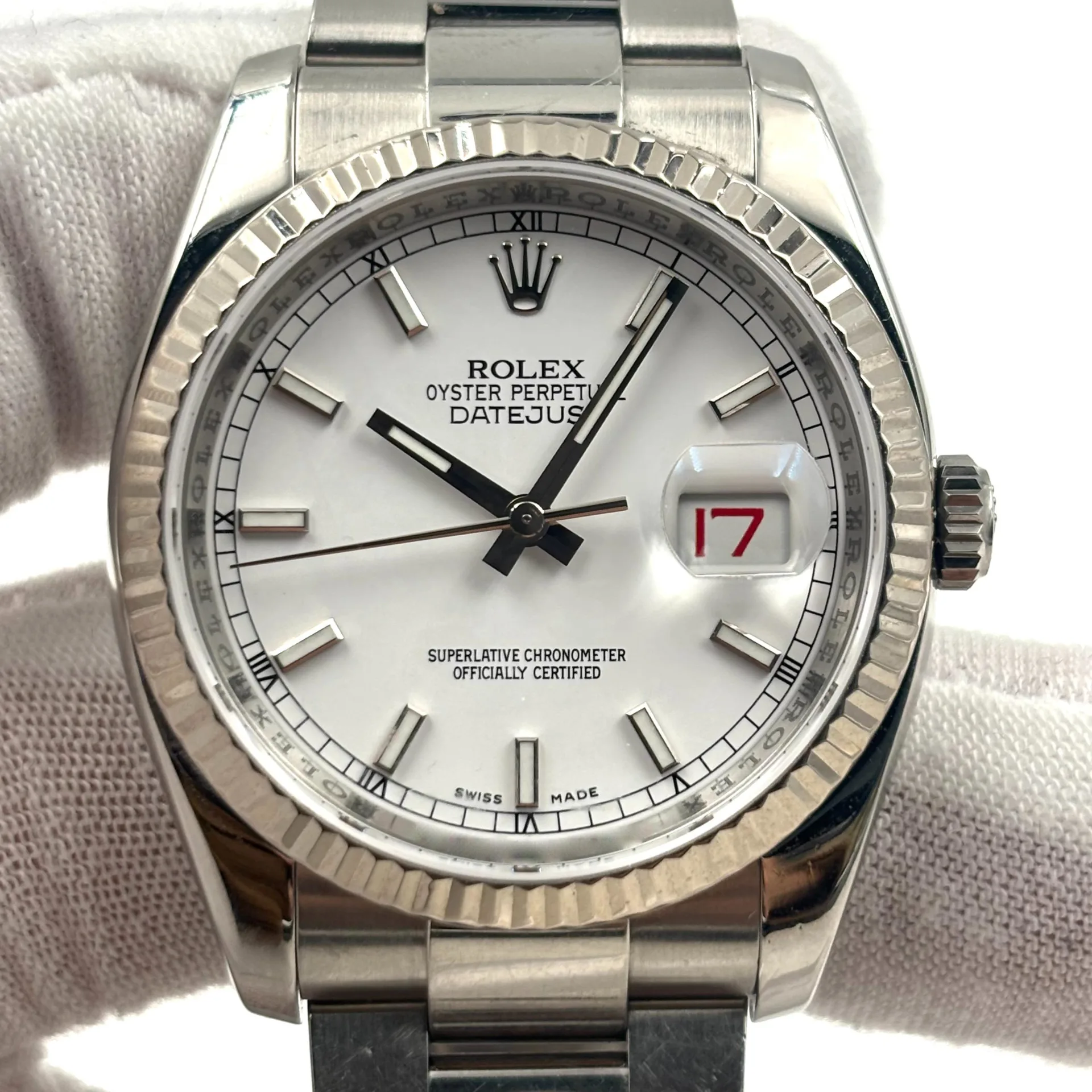 2006 Rolex Datejust 36 Fluted / White / Oyster 116234-0127