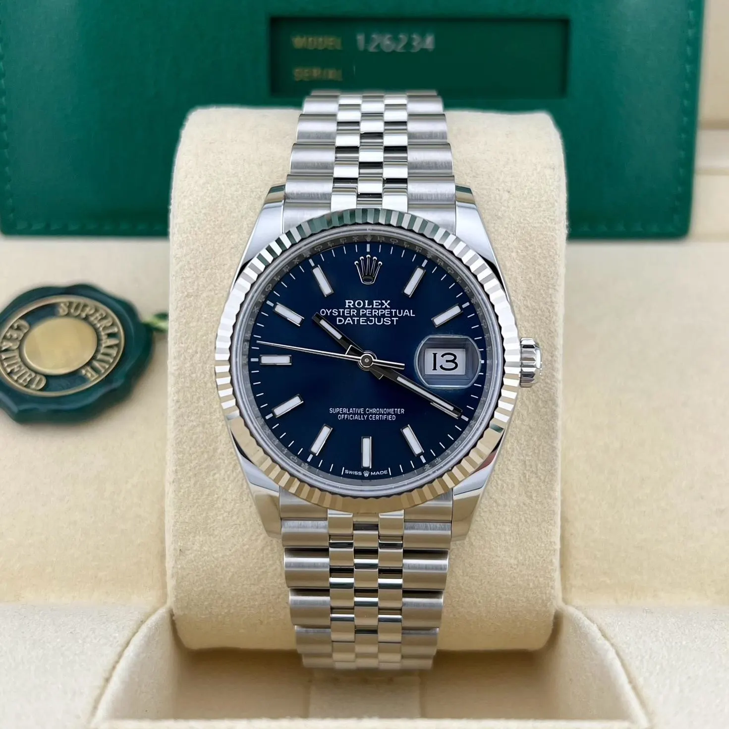 2023 Rolex Datejust 36 Steel / Fluted / Blue / Jubilee 126234-0017 Listing Image 3