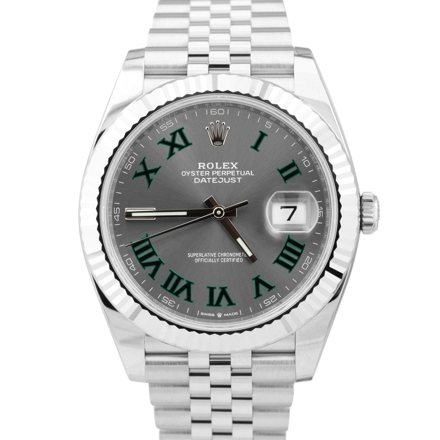 2023 Rolex Datejust 41 "Wimbledon" / Fluted / Jubilee 1263340022 Bezel