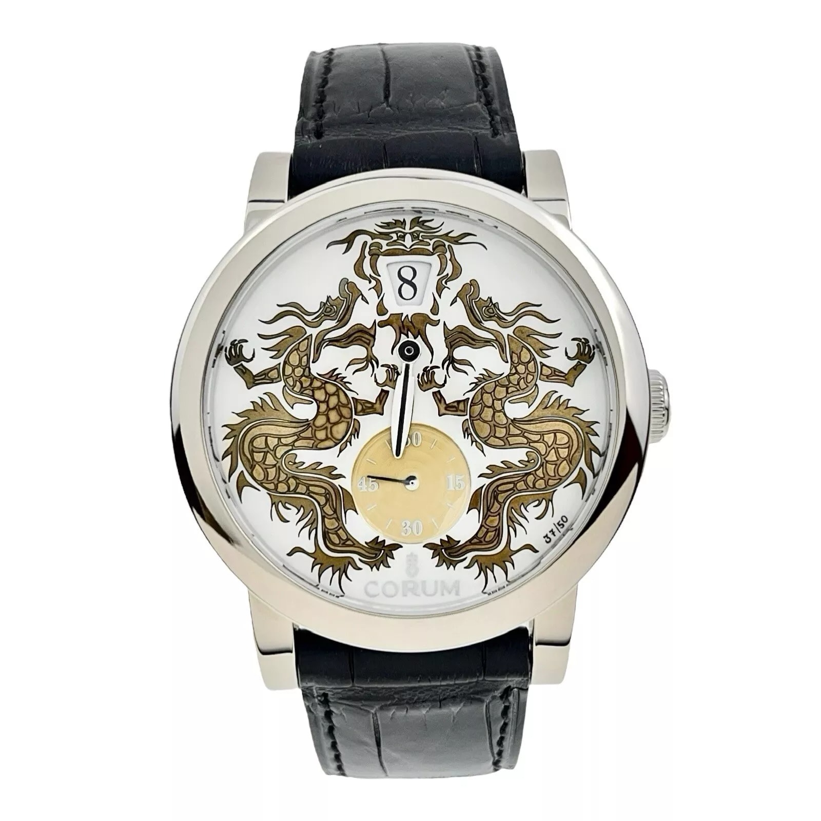 Corum Jump Hour Dragon 42 White Gold / White / Strap