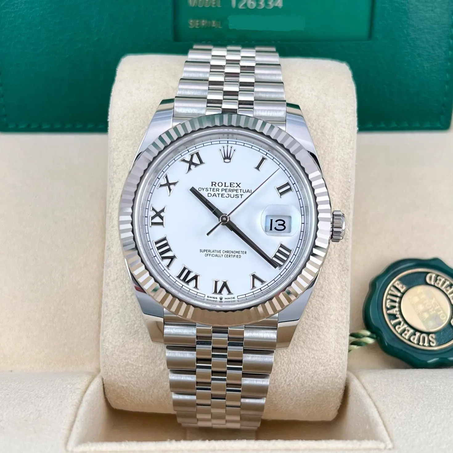 2024 Rolex Datejust 41 Fluted / White / Roman / Jubilee 126334-0024 Listing Image 2