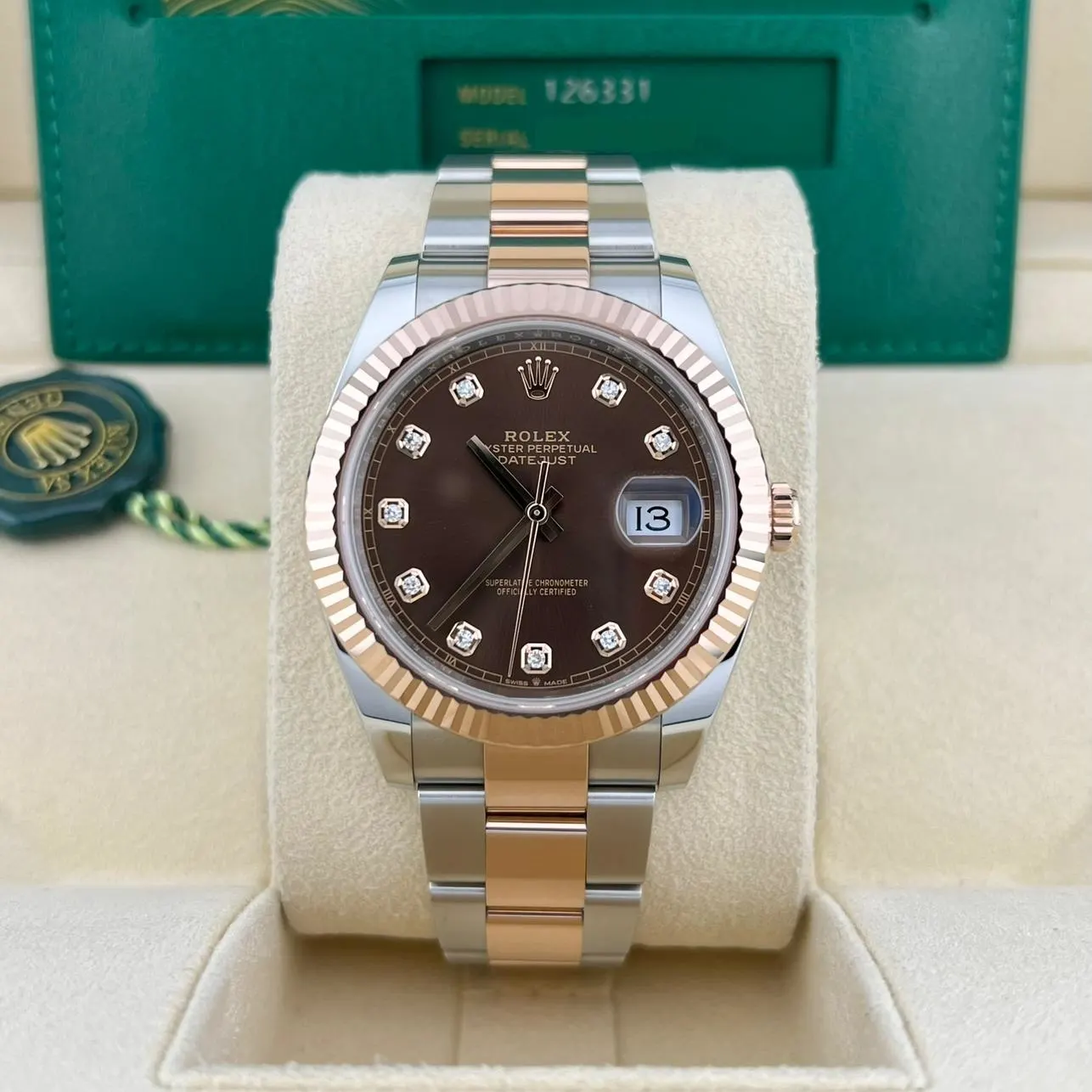 2023 Rolex Datejust 41 Two-Tone / Fluted / Chocolate / Diamond-Set / Oyster 126331-0003 Listing Image 2
