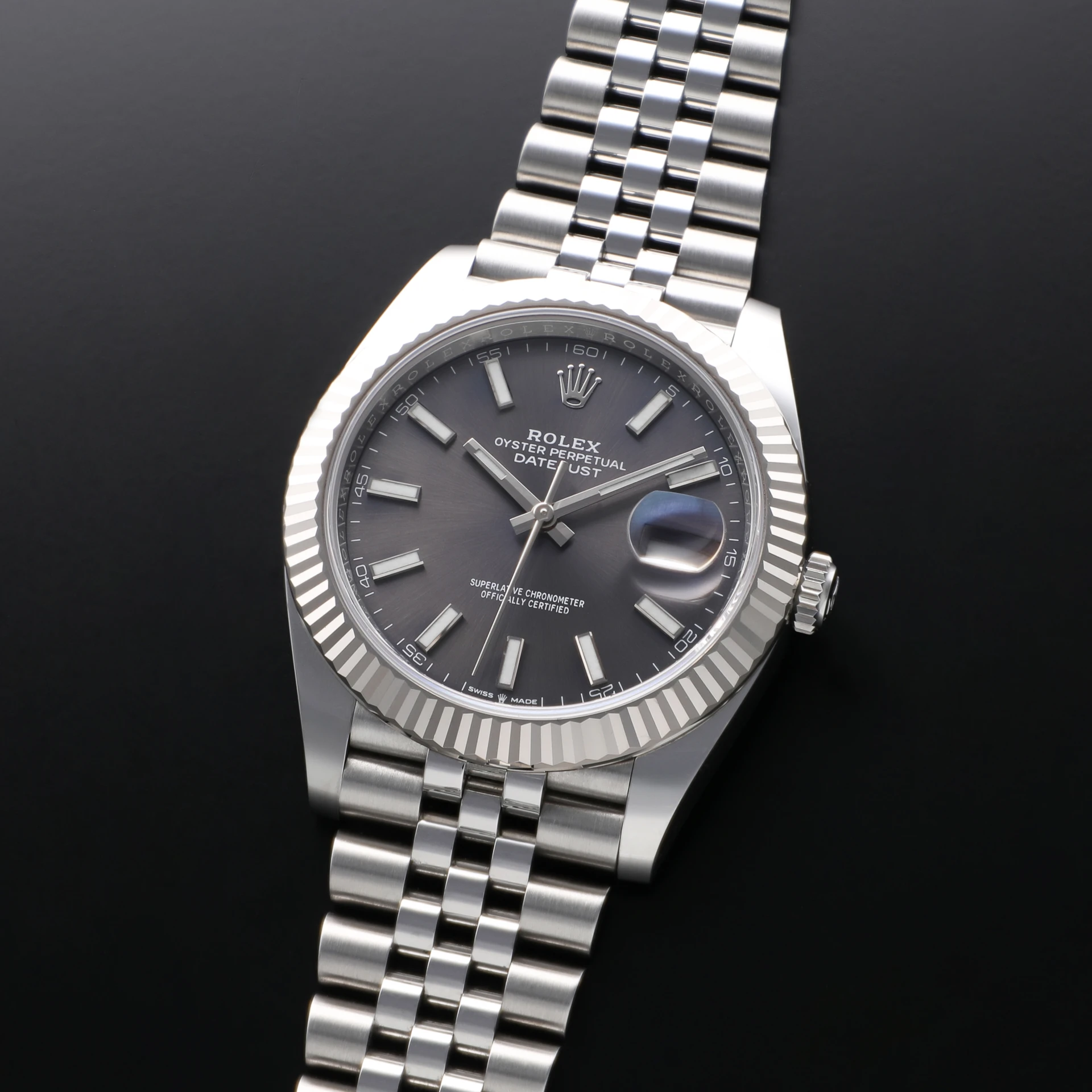 Auction: 2022 Rolex Datejust 41 Steel Fluted Slate Jubilee