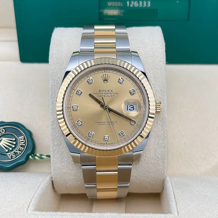 2025 Rolex Datejust 41 Two-Tone / Fluted / Champagne / Diamond-Set / Oyster 126333-0011 Listing Image